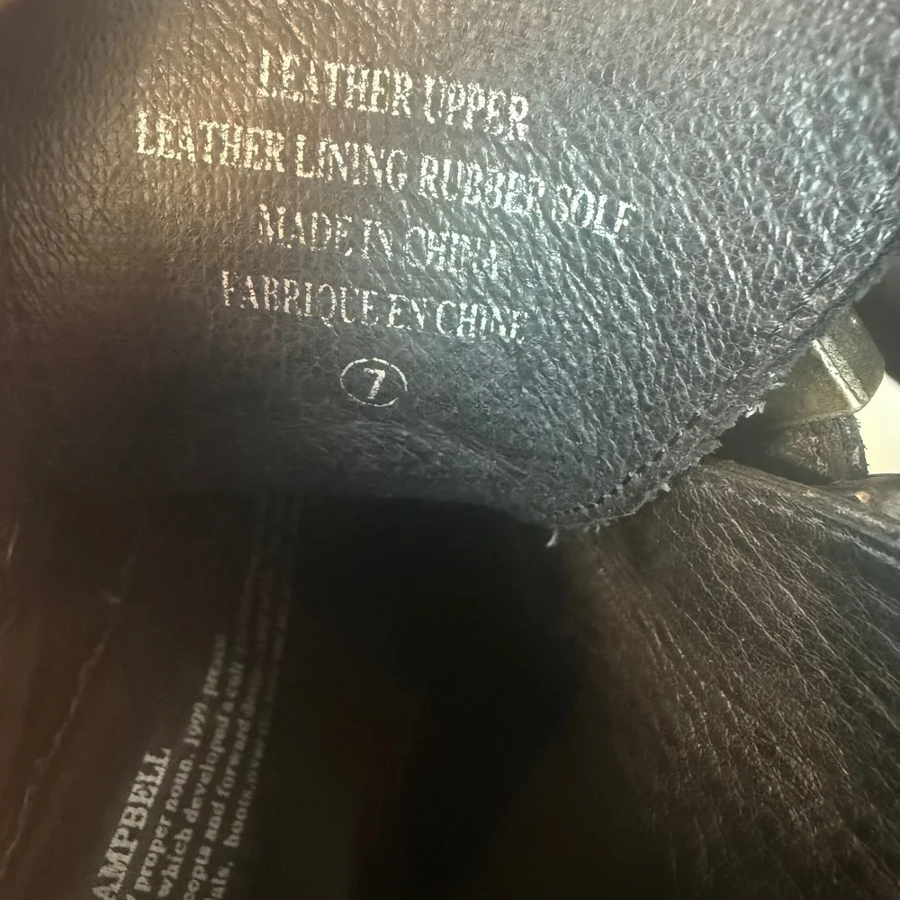 Jeffrey Campbell Buckle Ankle Boots Womens 7 Black Leather Distressed Triple Str - Picture 9 of 11